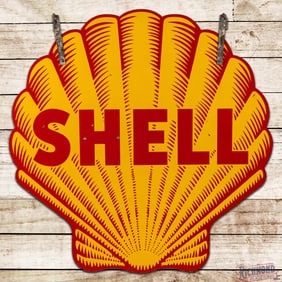 Shell Gasoline Shark Tooth 48" Double Sided Porcelain Service Station Sign