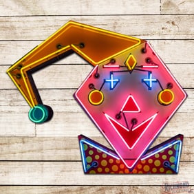 Outstanding Amusement Park Jester 4' Die Cut Single Sided Porcelain Factory Neon Sign