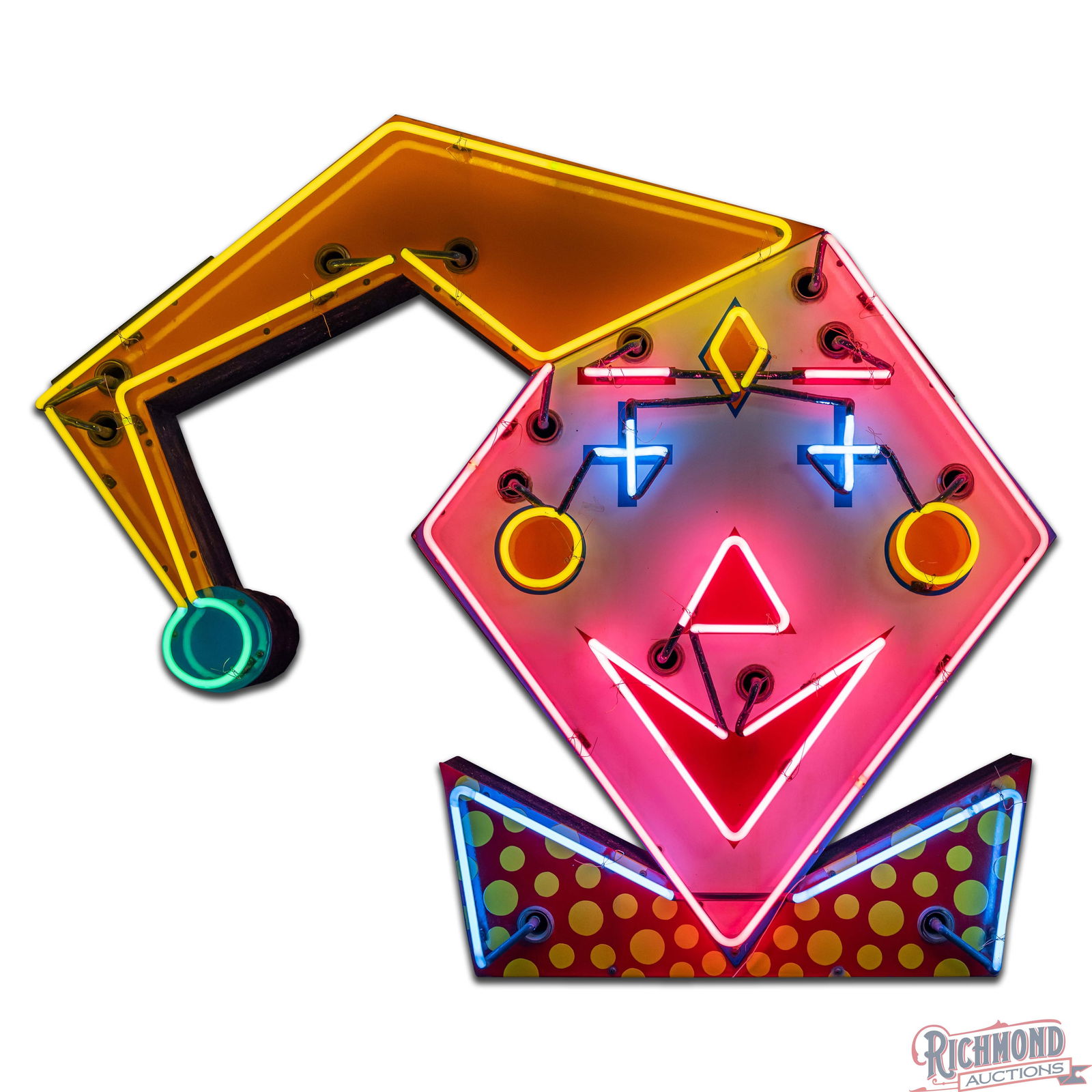 Outstanding Amusement Park Jester 4' Die Cut Single Sided Porcelain Factory Neon Sign - 2