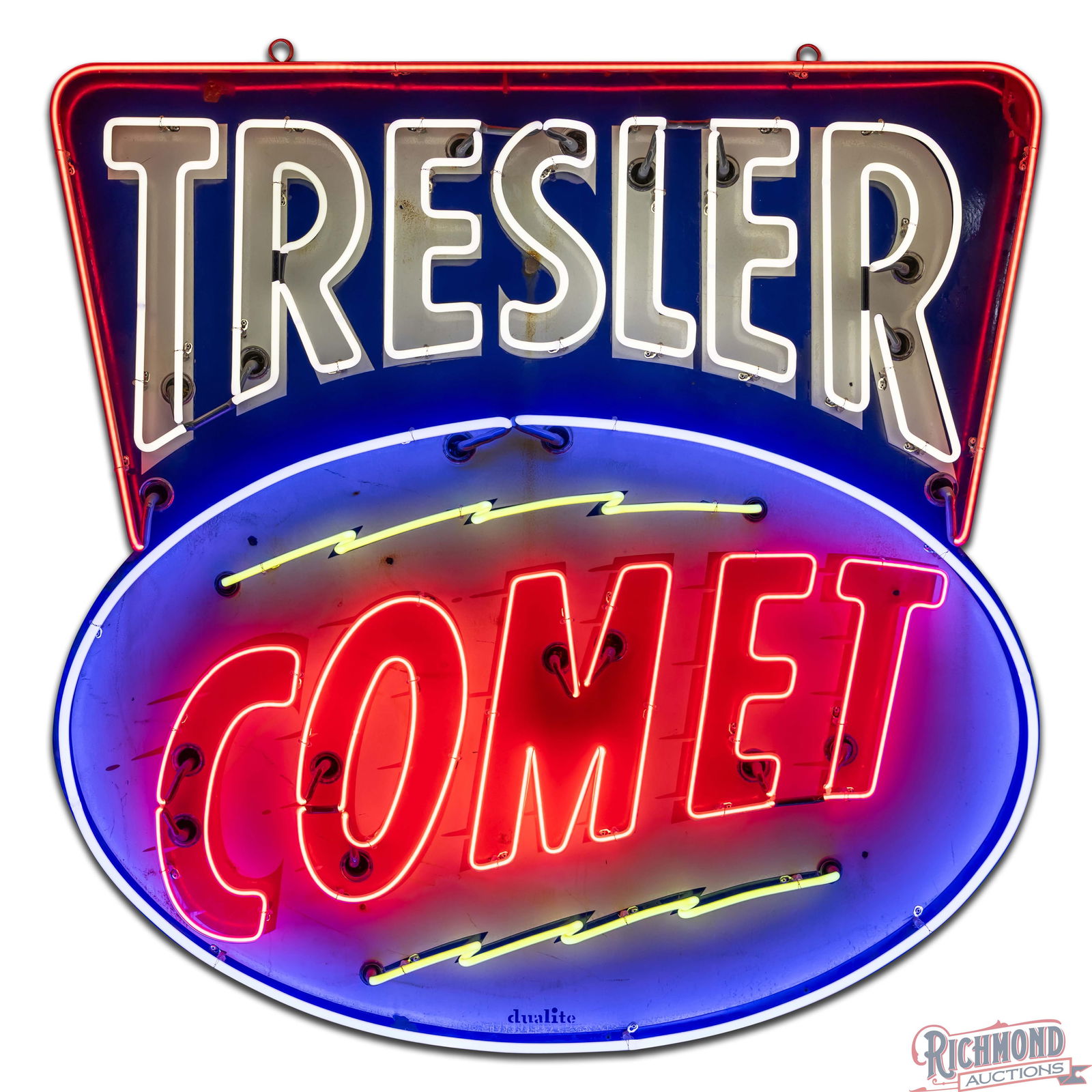 Treslar Comet Gasoline Single Sided Porcelain Neon Sign w/ Logo "Animated" - 2