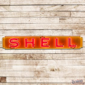 Shell Gasoline Service Station Horizontal Single Sided Porcelain Neon Sign