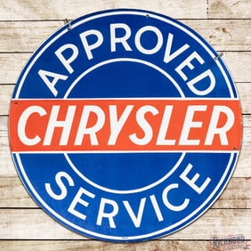 Scarce Chrysler Approved Service 30" Double Sided Porcelain Sign