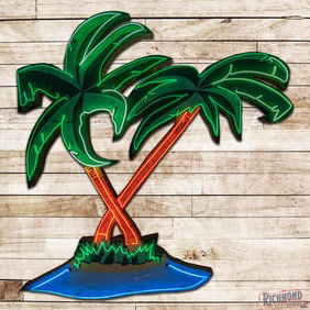 Large Palm Trees 3D Die Cut Single Sided Tin Factory Neon Sign