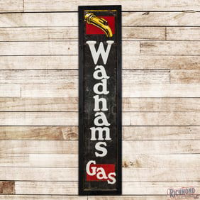 Rare Wadhams Gas 7' Smaltz Sign w/ Nozzle Logo