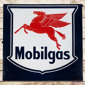 Excellent Mobilgas 5' Single Sided Porcelain Sign w/ Pegasus & Shield Logo
