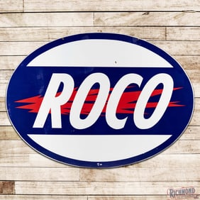 Scarce Roco Gasoline 7' Double Sided Porcelain ID Sign