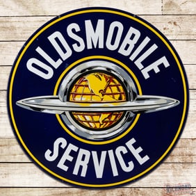 Oldsmobile Service 60" Double Sided Porcelain Sign w/ World Logo