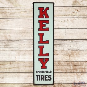 Kelly Springfield Tires 6' Single Sided Tin Smaltz Painted Sign w/ Wooden Frame