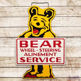 Bear Wheel Steering Alinement Service Die Cut Double Sided Tin Sign