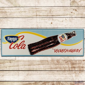 Fantastic Faygo Cola "Refresh-ability" Emb. Single Sided Tin Sign w/ Bottle