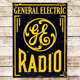 GE General Electric Radio Double Sided Porcelain Sign w/ Logo