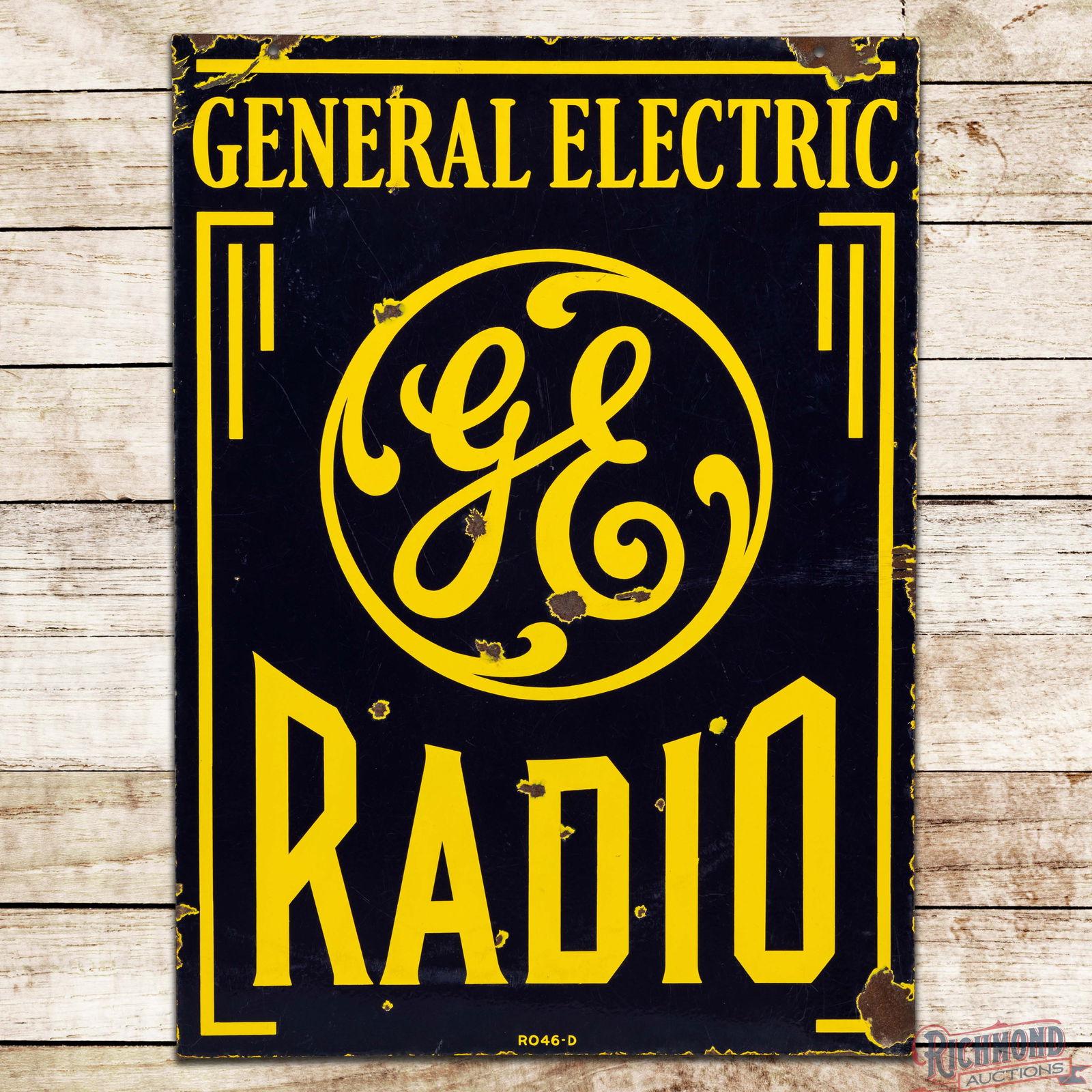 GE General Electric Radio Double Sided Porcelain Sign w/ Logo (1 of 3)