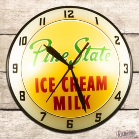 Pine State Ice Cream Milk 15" Lighted Double Bubble Advertising Clock