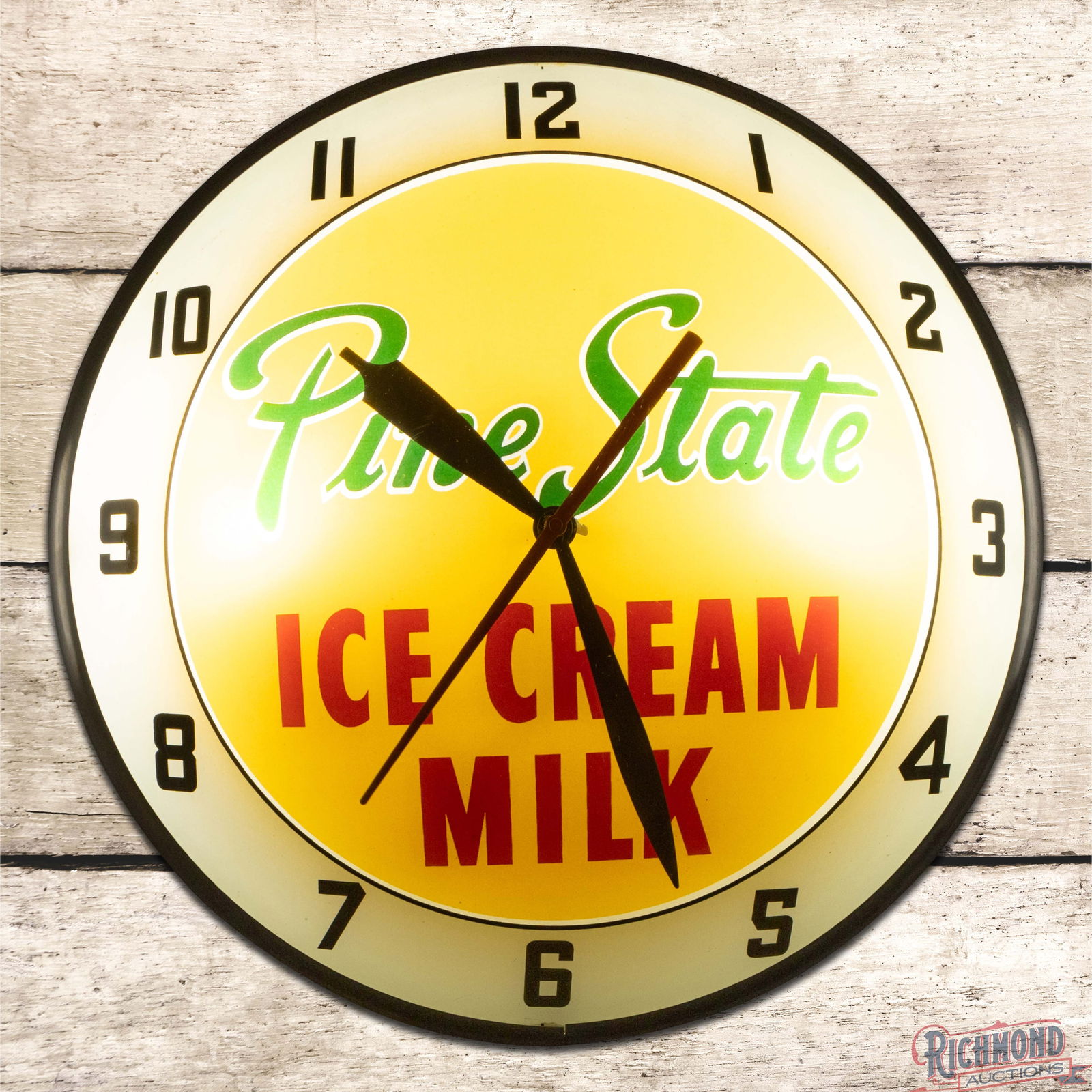 Pine State Ice Cream Milk 15" Lighted Double Bubble Advertising Clock (1 of 4)