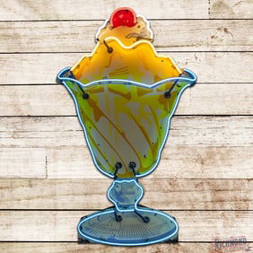 Amazing Ice Cream Sundae 5' Die Cut Single Sided Porcelain Factory Neon Sign