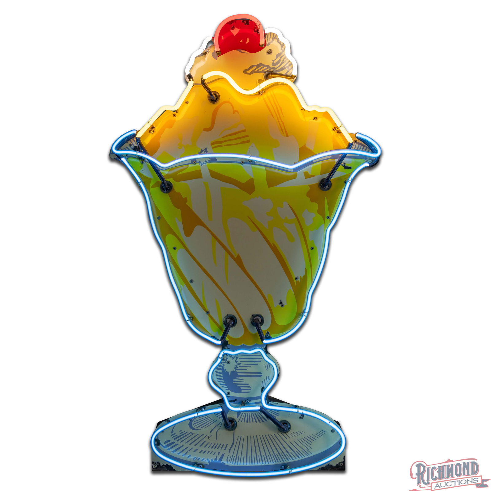 Amazing Ice Cream Sundae 5' Die Cut Single Sided Porcelain Factory Neon Sign - 2