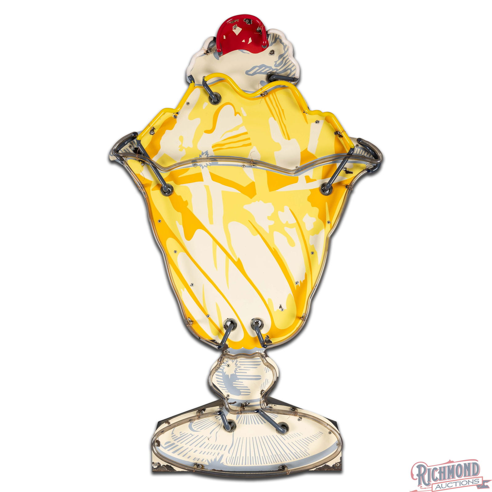 Amazing Ice Cream Sundae 5' Die Cut Single Sided Porcelain Factory Neon Sign - 3