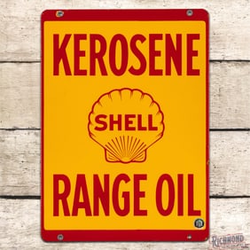 Rare Shell Kerosene Range Oil Double Sided Porcelain Sign w/ Logo