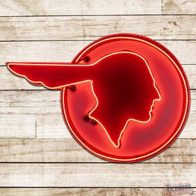 Pontiac Automobiles 54" Single Sided Porcelain Neon Sign w/ Full Feather Logo