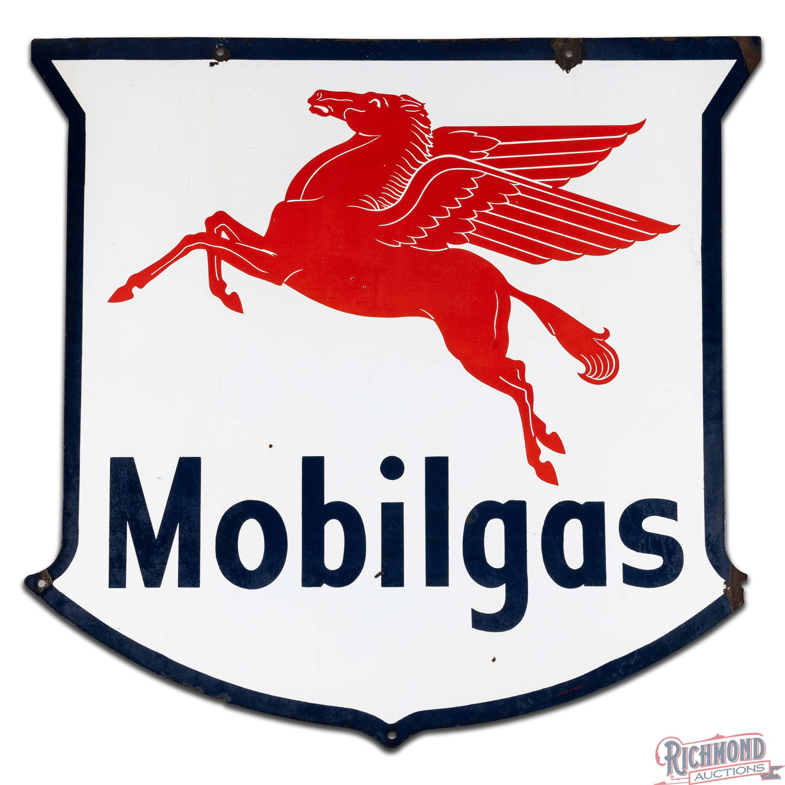 Mobilgas 48" Double Sided Porcelain Die Cut Shield Sign w/ Pegasus - 2