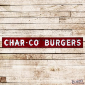 Char Co Burgers Drive In Single Sided Porcelain Factory Neon Sign