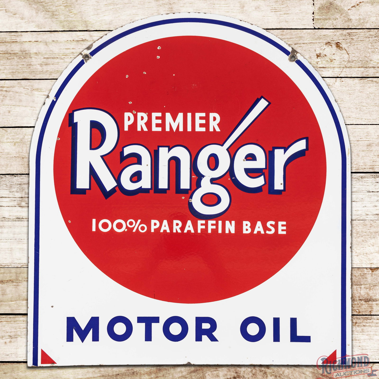 Sky Ranger Flight Tested Aviation Oil Double Sided Porcelain Tombstone Sign w/ Plane: DSP (Double Sided Porcelain) tombstone sign has excellent color and gloss. The display has chips in the field with fine scratches in the outer fields. The perimeter has chips at the upper mount holes