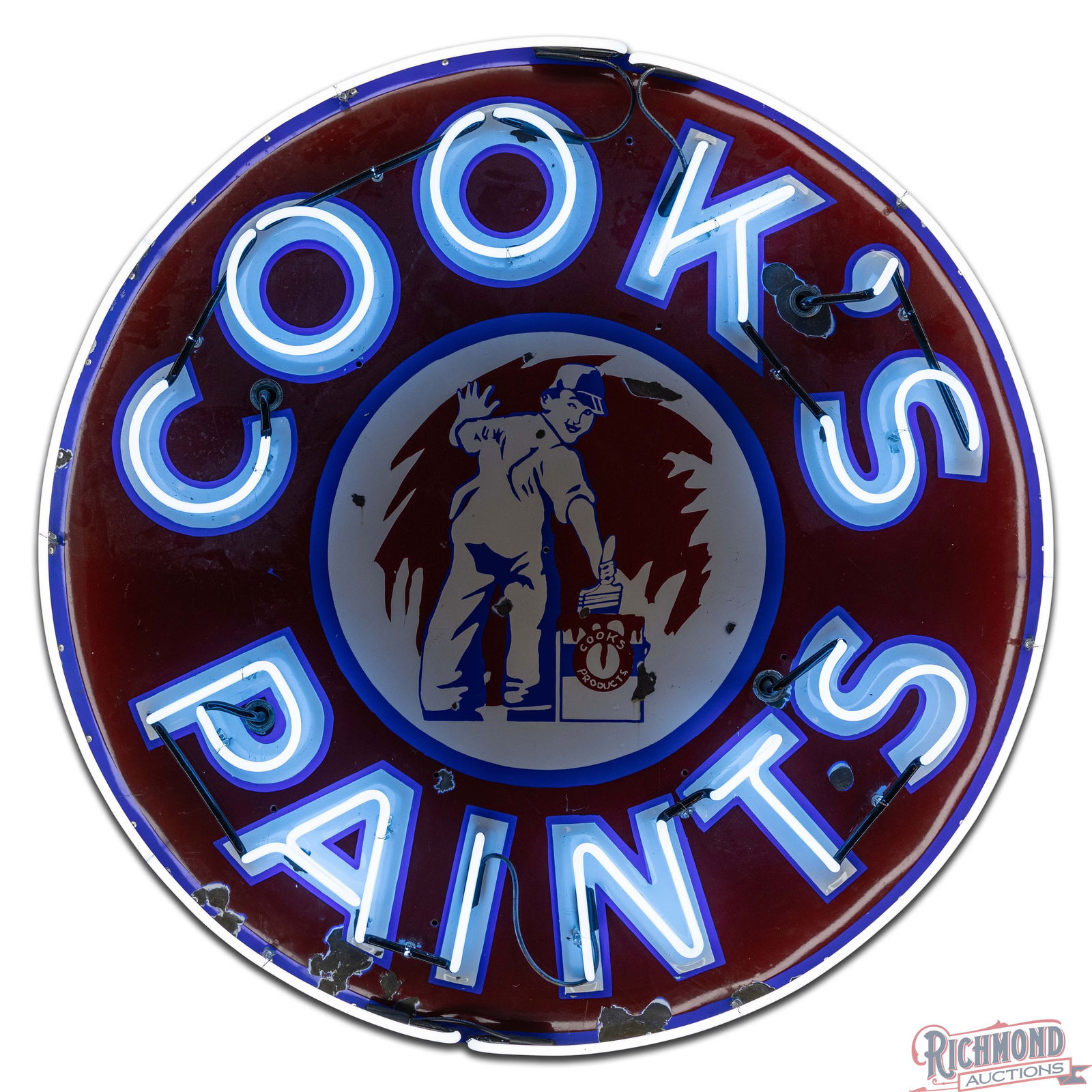 Cook's Paints 54" Single Sided Porcelain Emb. Factory Neon Sign - 2