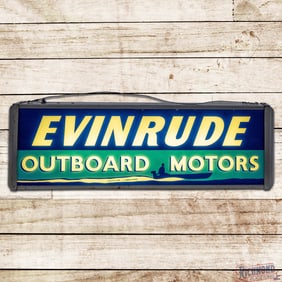 Excellent Evinrude Outboard Motors Lighted Glass Advertising Sign