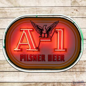 Amazing A-1 Pilsner Beer 3' Double Sided Porcelain Factory Neon Sign