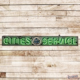 Cities Service Horizontal 8' Single Sided Porcelain Neon Sign w/ Logo