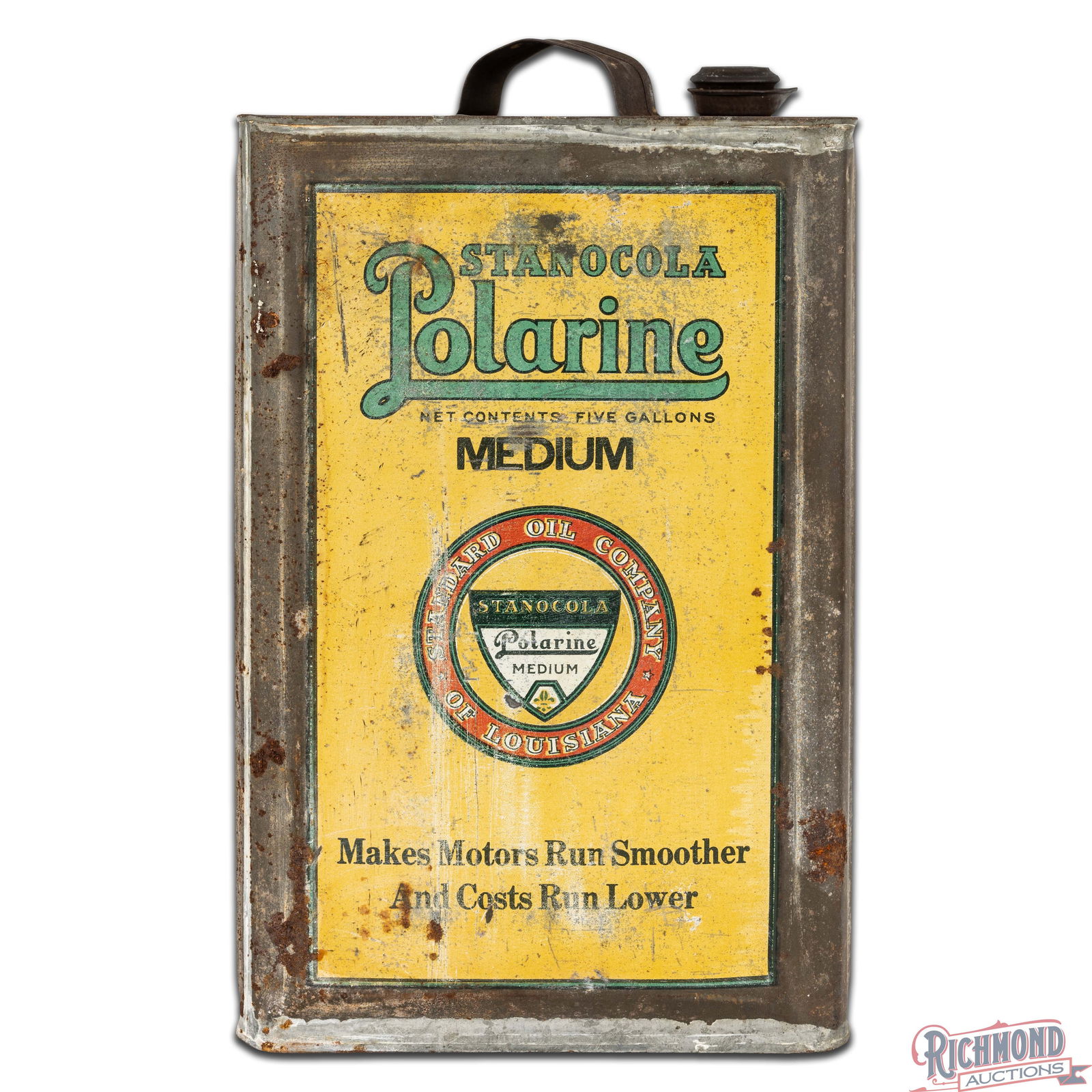 Stanocola Polarine Heavy Medium 5 Gallon Metal Motor Oil Can w/ Logo - 2