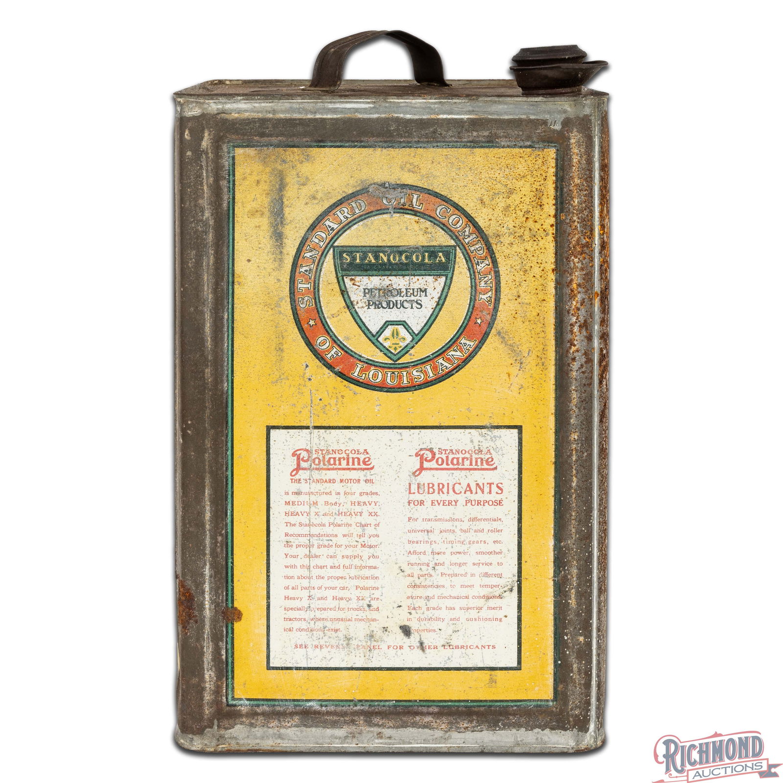 Stanocola Polarine Heavy Medium 5 Gallon Metal Motor Oil Can w/ Logo - 3