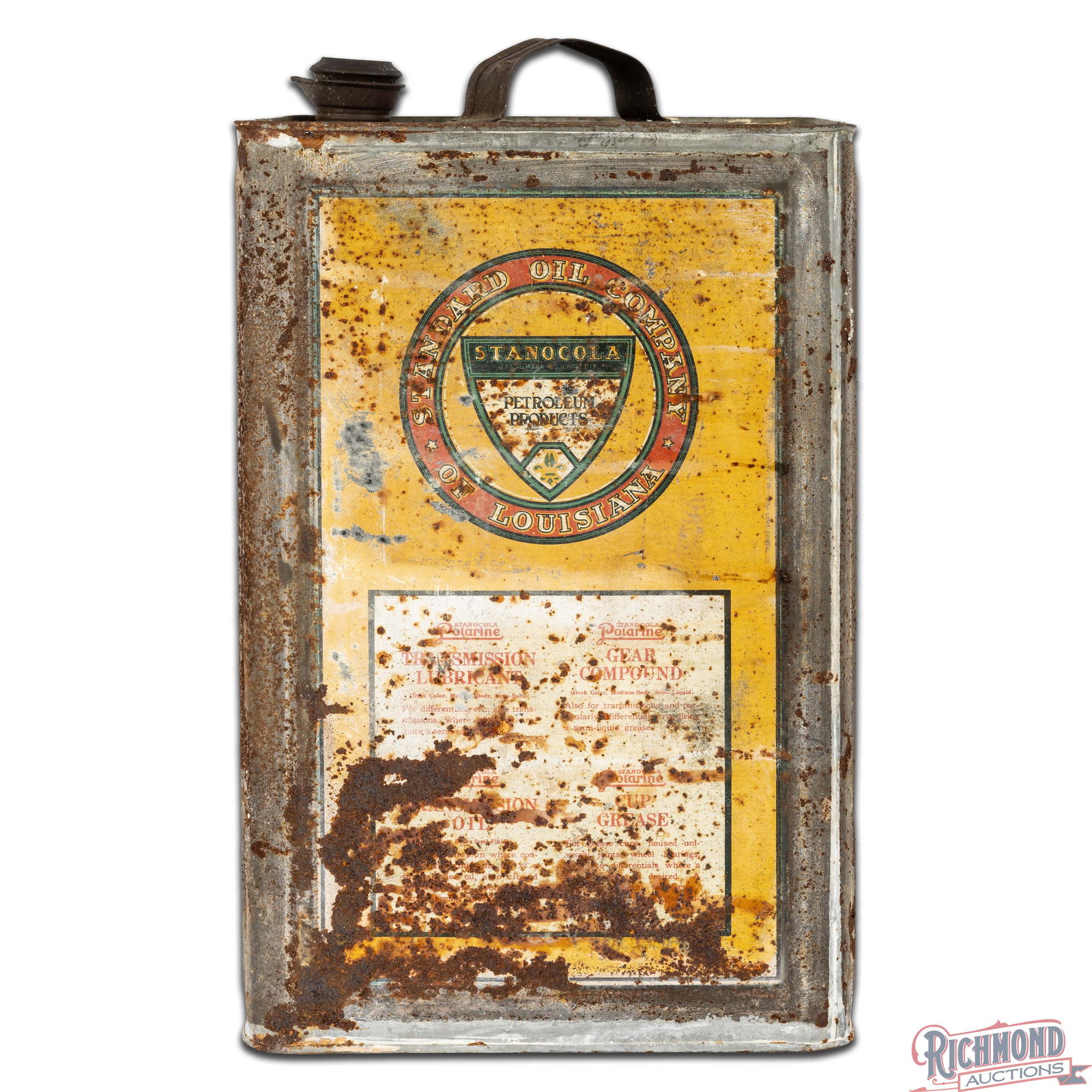 Stanocola Polarine Heavy Medium 5 Gallon Metal Motor Oil Can w/ Logo - 5