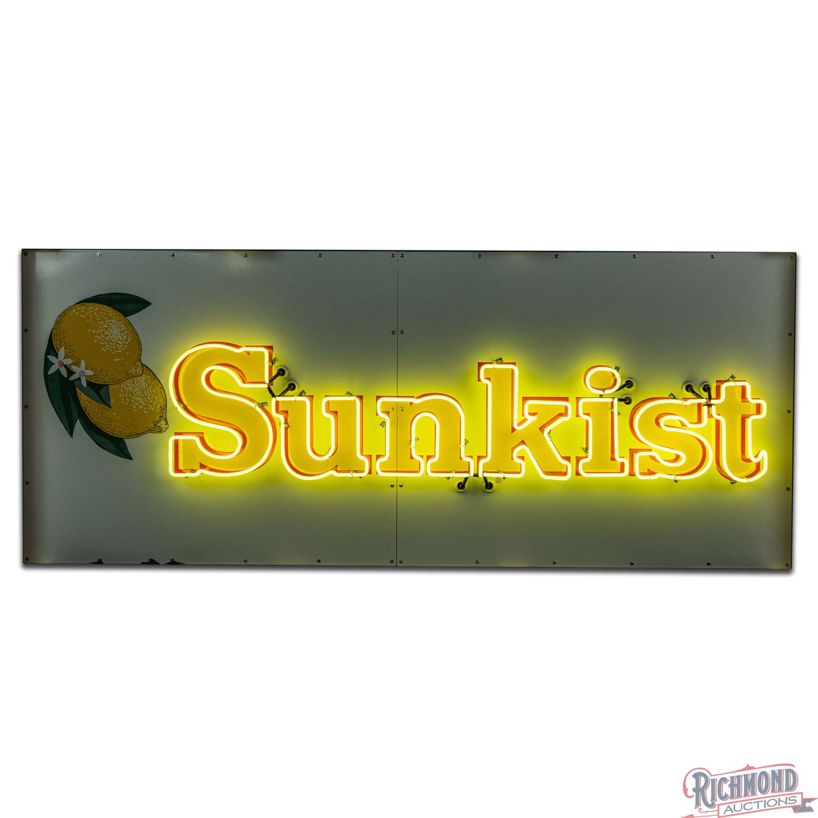 Amazing Sunkist 7.5' Single Sided Porcelain Neon Sign w/ Lemons - 2