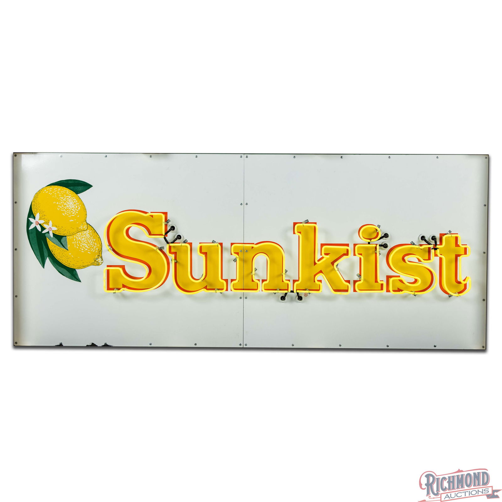 Amazing Sunkist 7.5' Single Sided Porcelain Neon Sign w/ Lemons - 3