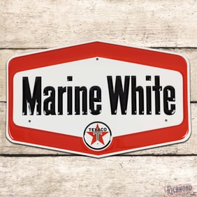 Oustanding Texaco Marine White Gasoline Emb. Single Sided Tin Pump Plate Sign