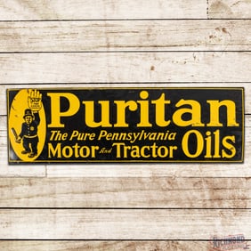 Puritan Motor and Tractor Oils Emb. Single Sided Tin Sign w/ Logo