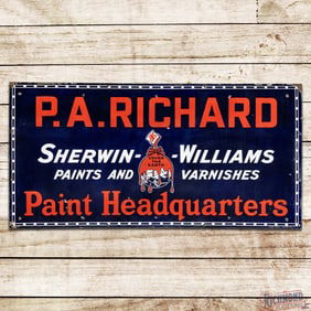 Sherwin-Williams Paints Varnishes "Cover the Earth" Paint Headquarters P.A. Richard Porcelain Sign