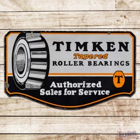 Timken Tapered Roller Bearings Authorized Sales for Service DS Porcelain Die Cut Sign w/ Logo