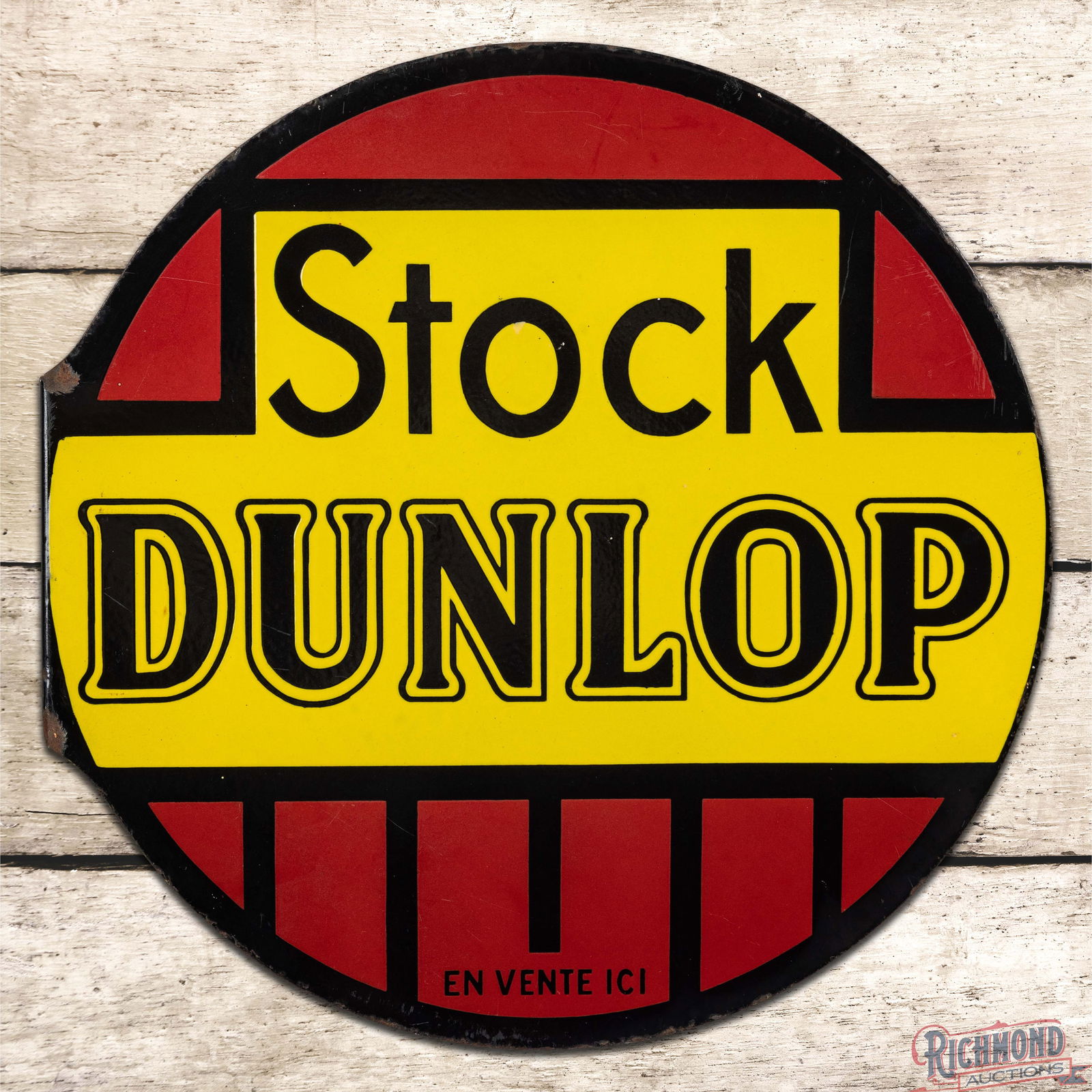 Excellent Stock Dunlop Tires Double Sided Porcelain Flange Sign (1 of 4)