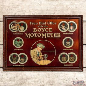 Early Boyce Motometer "Free Dial Offer" Framed Wooden Sign