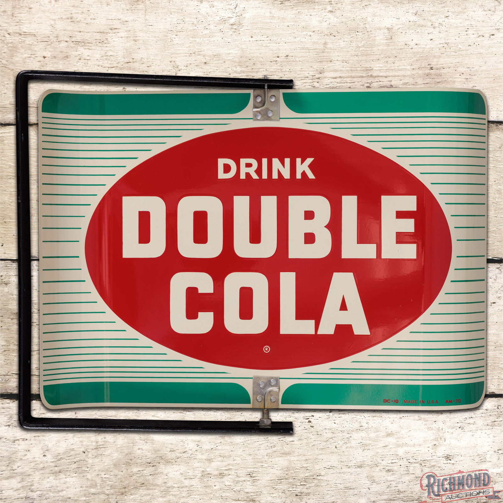 Exceptional Drink Double Cola Double Sided Tin "Spinner" Flange Sign w/ Logo (1 of 3)