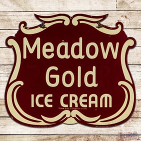 Meadow Gold Ice Cream 42" Die Cut Double Sided Porcelain Shield Sign