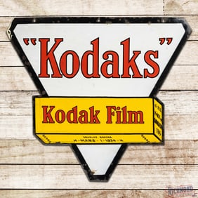 Kodak Eastman Autographic Camera Film Cartridge Die Cut Double Sided Porcelain Sign