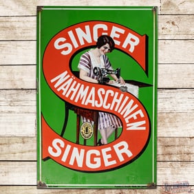 Singer Nahmaschinen Sewing Machines Single Sided Porcelain Sign