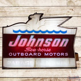 Johnson Sea Horse Outboard Motors 5.5' DS Emb. Plastic Lighted Sign