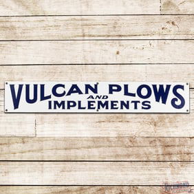 Outstanding Vulcan Plows and Implements Single Sided Porcelain Sign