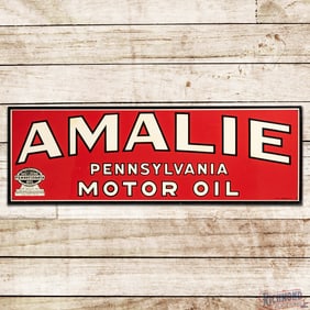 1950 Amalie Pennsylvania Motor Oil Single Sided Tin Sign w/ Seal