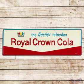RC Royal Crown Cola "The Fresher Refresher" Emb. Single Sided Tin Sign w/ Logo