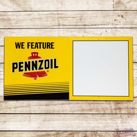 Fantastic We Feature Pennzoil Motor Oil 6' Single Sided Tin Sign w/ Red Bell Logo